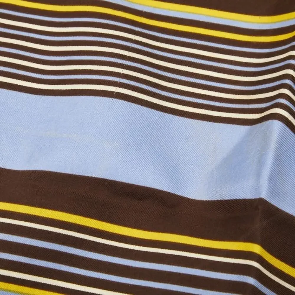 Saint Laurent Border Pattern Silk Scarf Brown